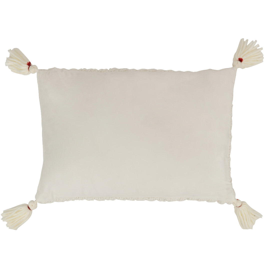 Coussin crochet frange blanc
