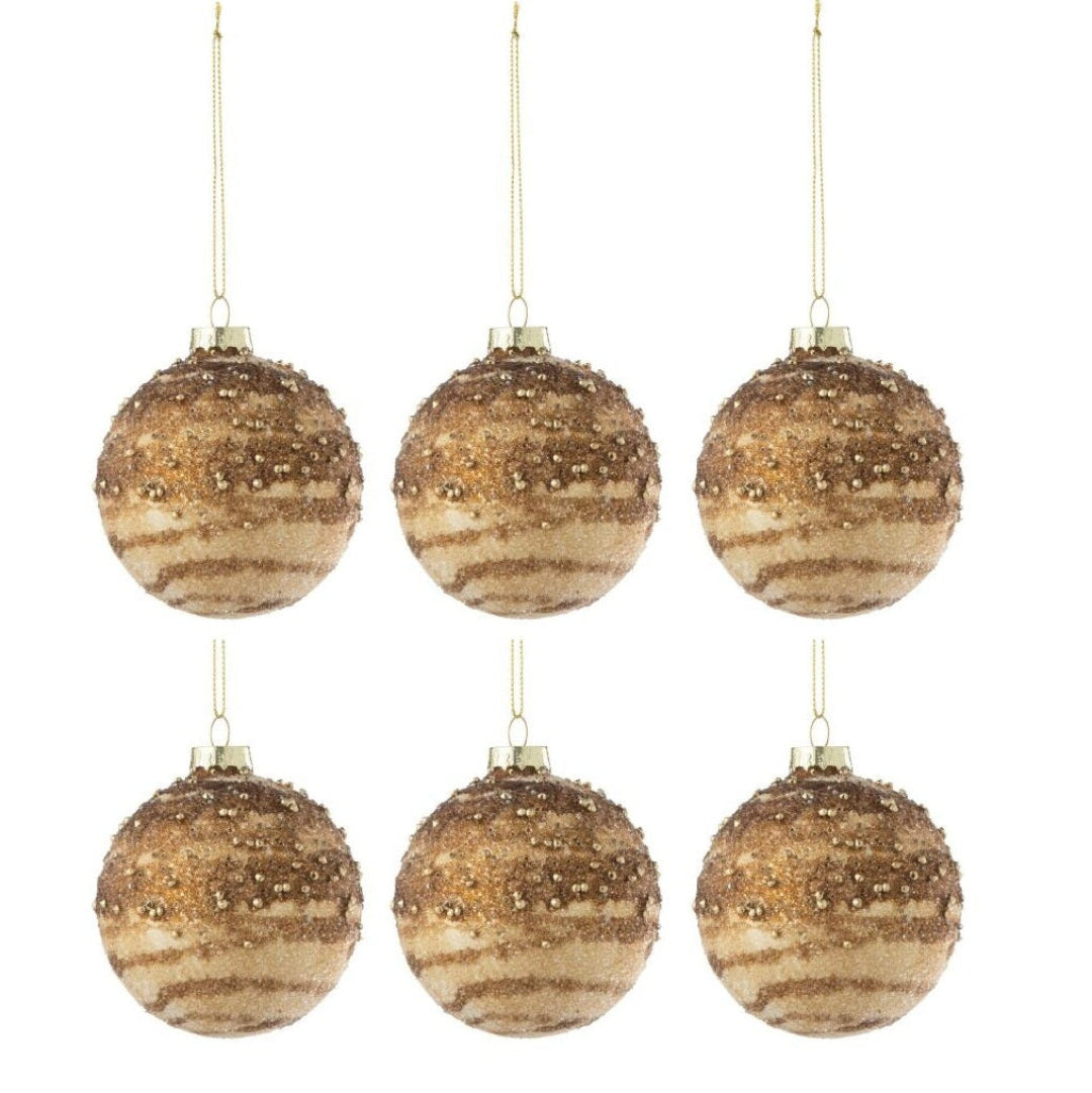 6 boules de Noël lignes paillettes
