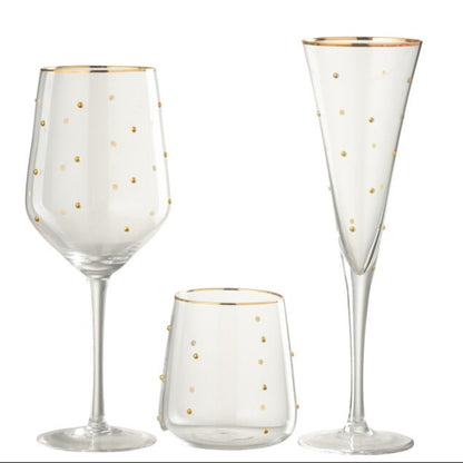 Verre à champagne pois transparent/doré
