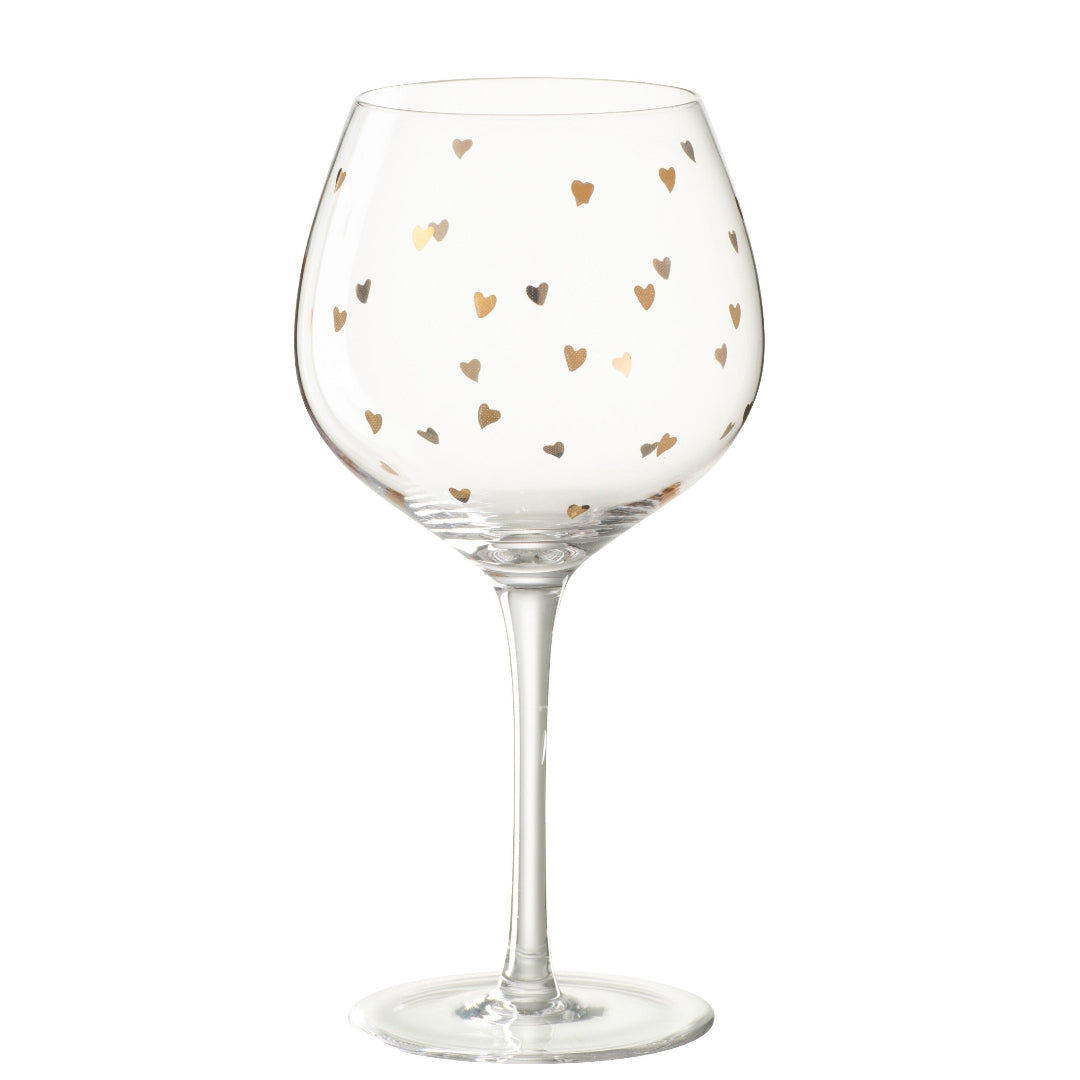 Verre à vin en verre cœur Transparent/doré