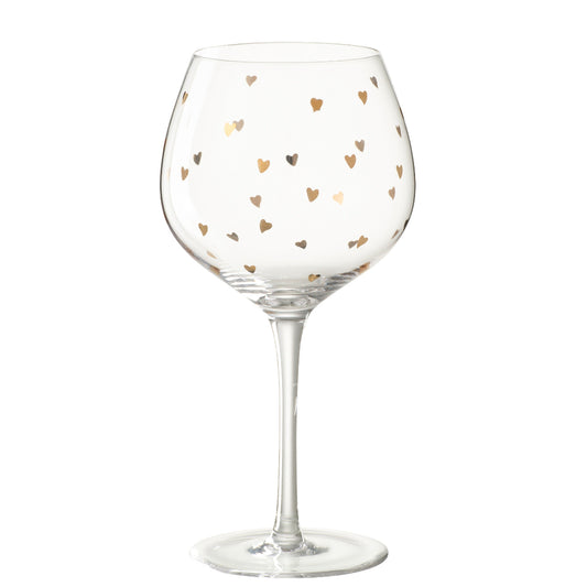 Verre à vin en verre cœur Transparent/doré