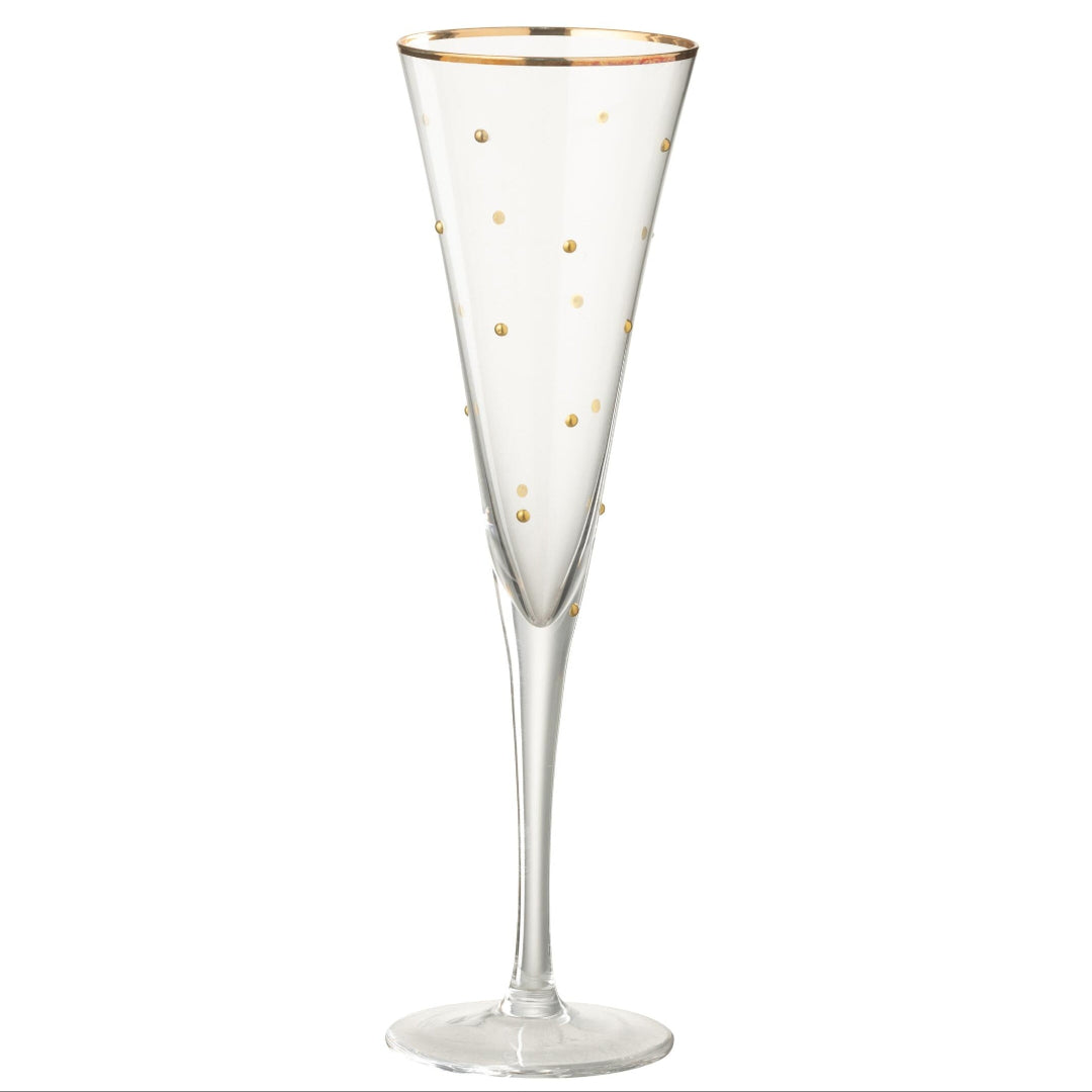 Verre à champagne pois transparent/doré