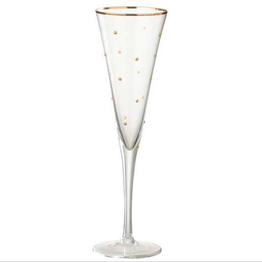 Verre à champagne pois transparent/doré