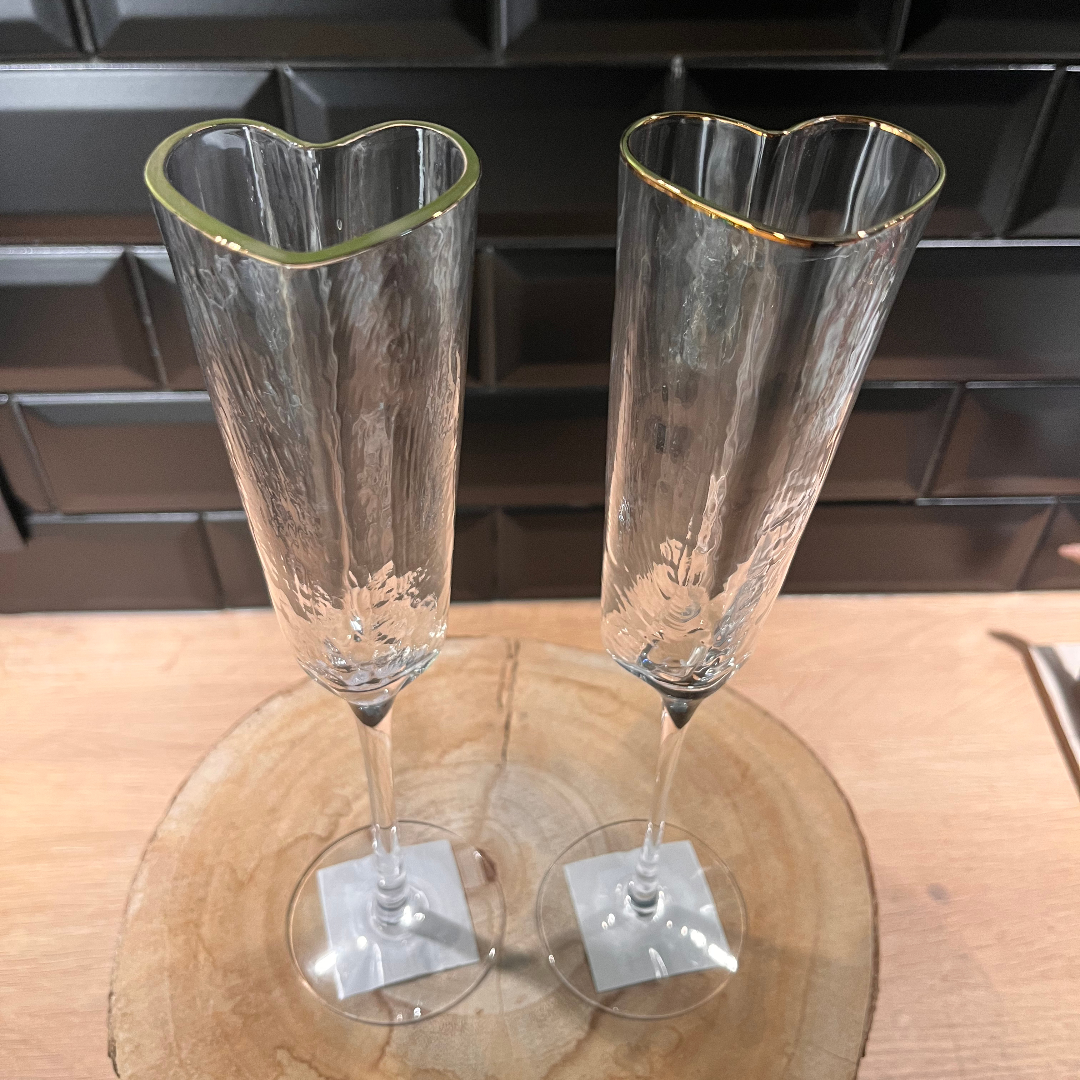 Verre à champagne cœur