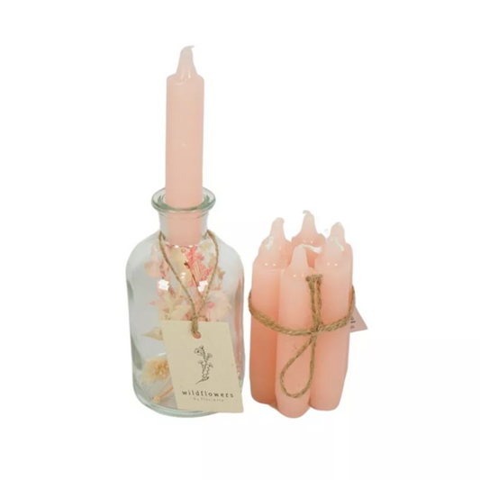 Vase fleurs séchées avec sac cadeau - Rose
