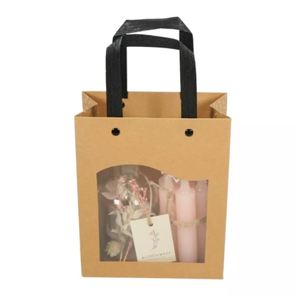 Vase fleurs séchées avec sac cadeau - Rose