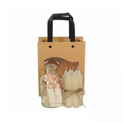 Vase fleurs séchées avec sac cadeau - Crème