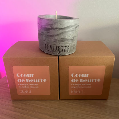 Bougie béton "Coeur de beurre" - Chocolat